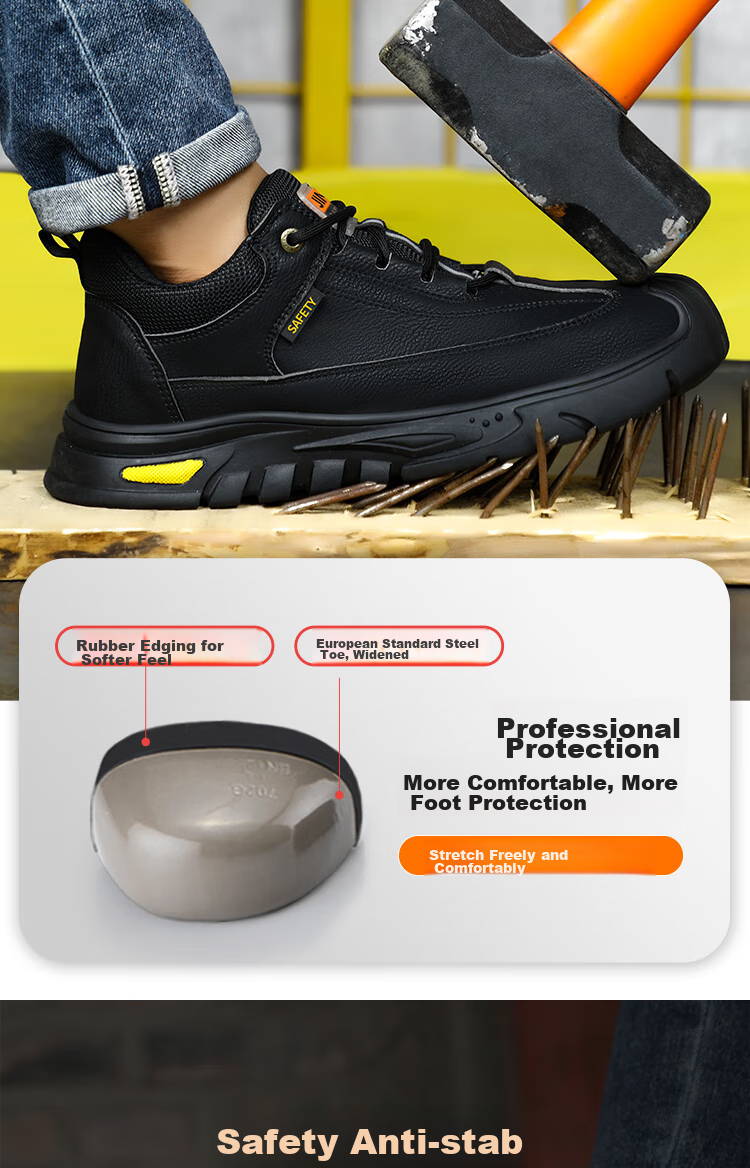 Jingtu Safety Shoes for Men, Self-Operated, Summer Breathable, Steel Toe Cap, Puncture-Resistant, Waterproof Work Boots 0253-J Size 43 5
