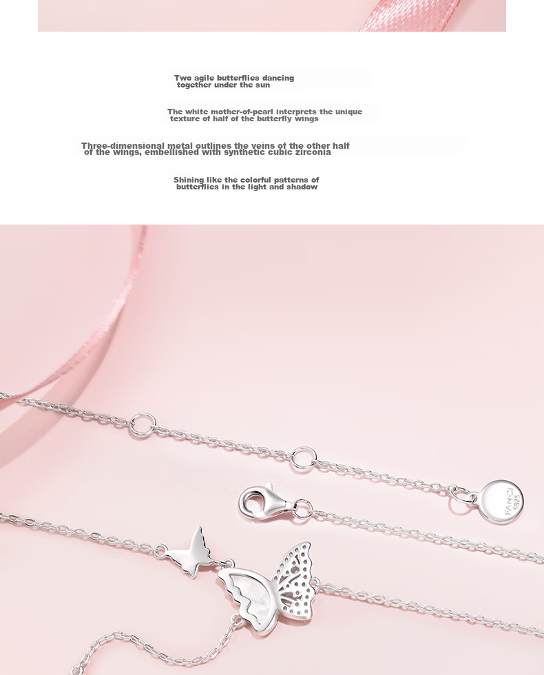 Fanci Light And Shadow Butterfly Necklace for Women, Silver Collarbone Chain, Luxurious High-End Jewelry Pendant, Birthday Gift for Wome 5