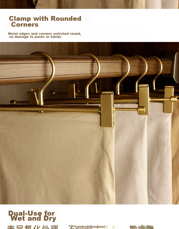Fanyejia Aluminum Alloy Pants Hanger, 5 High-End Home Use, Seamless Extendable Trouser Hanger, Specialized Clothes Hanger for Pants, Skirt Clip, Coat Rack 4