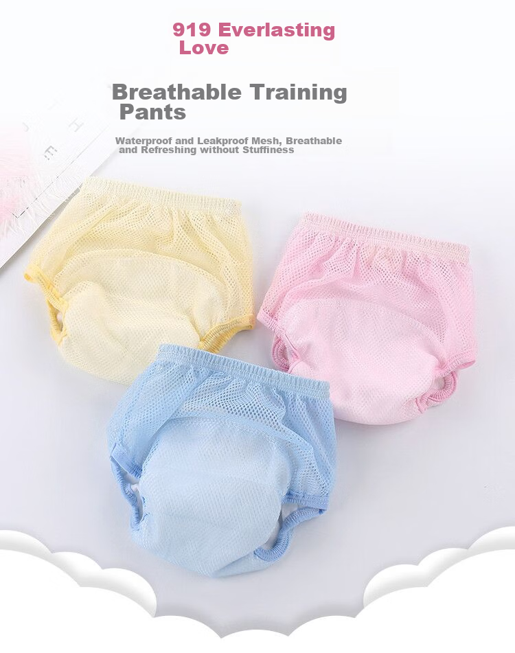 9I9 Baby Diaper Pants, Summer Washable Training Pants, Infant Learning Pants, Toilet Training Underwear, Gauze Waterproof, 3 Pieces A76 3