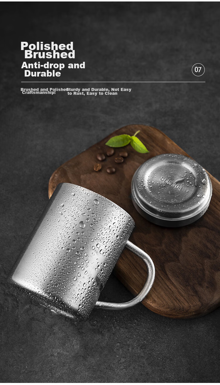 MAXCOOK 304 Stainless Steel Water Cup with Lid, Double-Layer Mug for Office, Tea Brewing And Drinking, Home Use Cup, 400ml 10