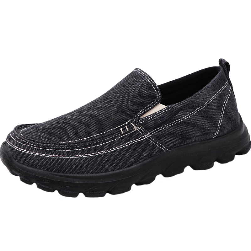 Warrior Canvas Shoes Breathable Sports Casual Slip-On Low-Top Trendy Sneakers WXY-B011Z Black-Gray 42