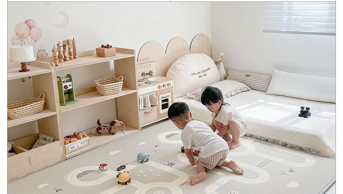 Beiyi Baby Crawling Mat, Thickened Infant Play Mat, XPE Non-Formaldehyde Whole Mat - 150*200*2.5 - Rainbow 27