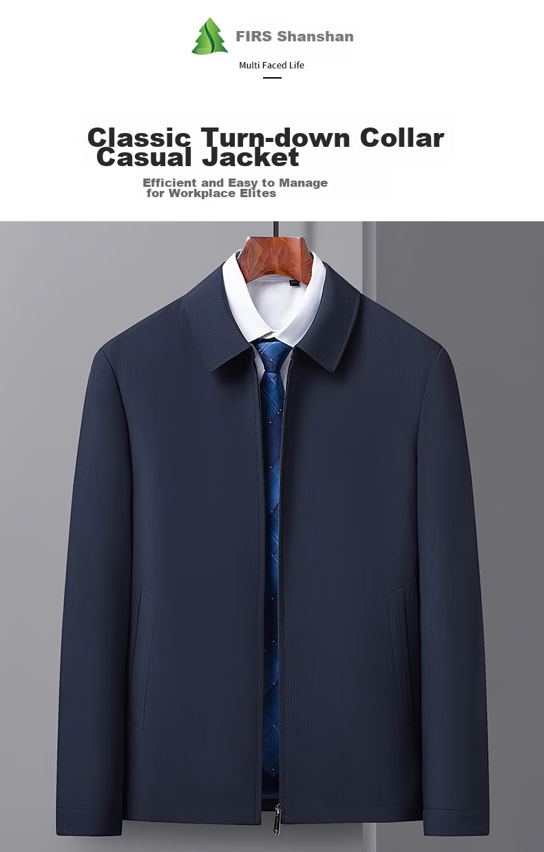 FIRS Jacket for Men, Spring And Autumn, Middle-Aged Men's Business Casual Lapel Coat, Dark Green Lapel, Size 185 1