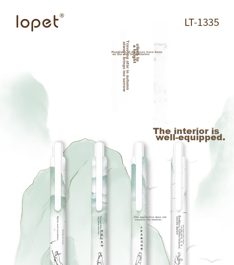 LOPET Stationery Non-Slip Retractable Gel Pen, Stylish Design, 0.5mm Black Ink, Quick-Drying Signing Pen, Student Exam Writing Pen LT-1335 [Chang'an · Du Zimei] 1