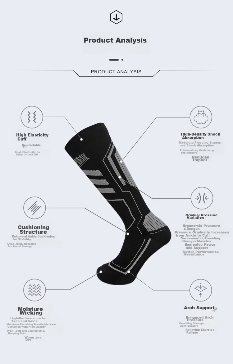 SURPINE Professional Ski Socks for Men And Women, Warm Compression Wool Long Outdoor Sports Socks 7