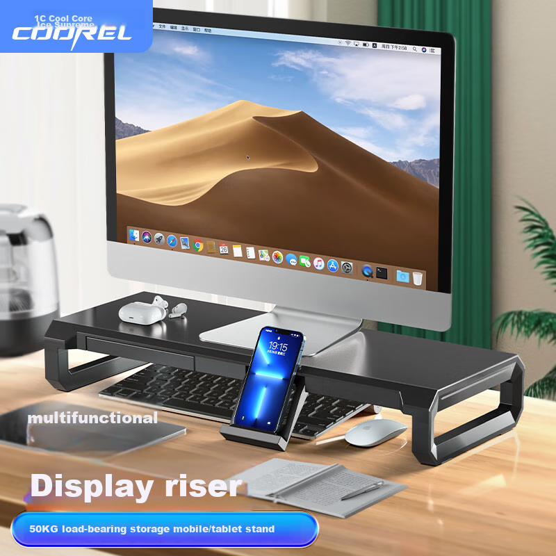 ICE COOREL Monitor Riser T2, Aluminum Alloy Panel Computer Stand, Monitor Screen Riser, Desktop Computer Desk Support