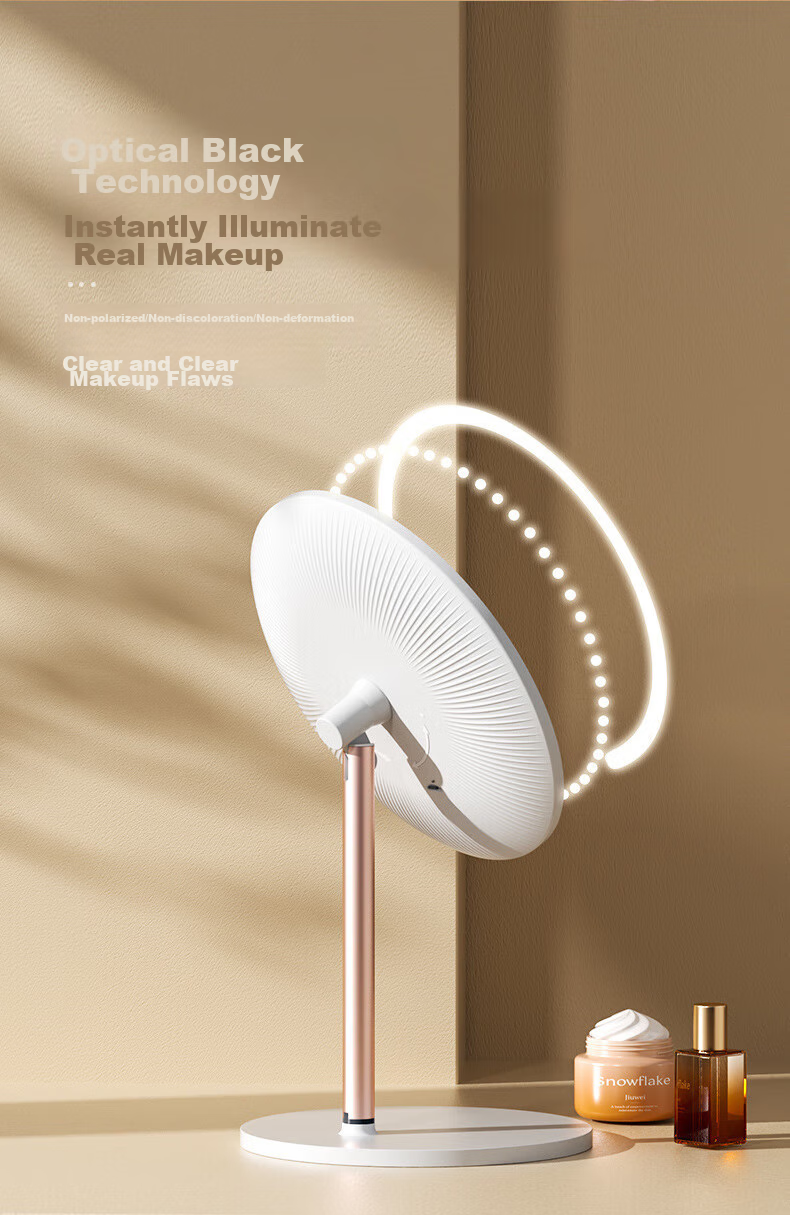 Meebordi Mirror Makeup Mirror with Light, LED High-Definition Beauty Metal Round Mirror Dressing Mirror, Three-Color Fill Light, Desktop Dormitory Extremely Beautiful Beauty Instrument, Cute Graduation Gift for Teachers 8