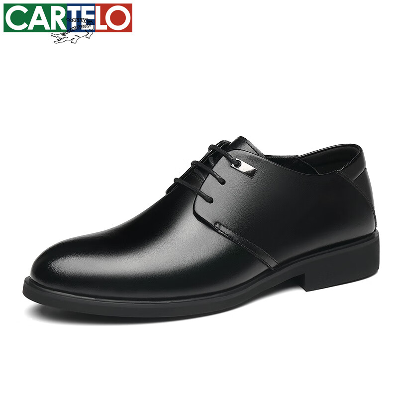 CARTELO Leather Shoes for Men, Business Style 2026 New Formal Genuine Leather Casual Heightening Derby Shoes, Wedding Soft-Soled Breathable Autumn And Winter Seaso