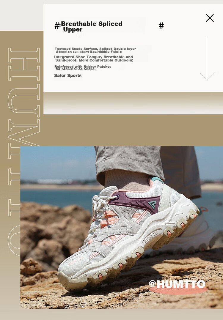HUMTTO Outdoor Hiking Shoes for Women, Lightweight Comfortable Casual Trekking Shoes Professional Non-Slip Climbing Shoes Beige Size 37 8