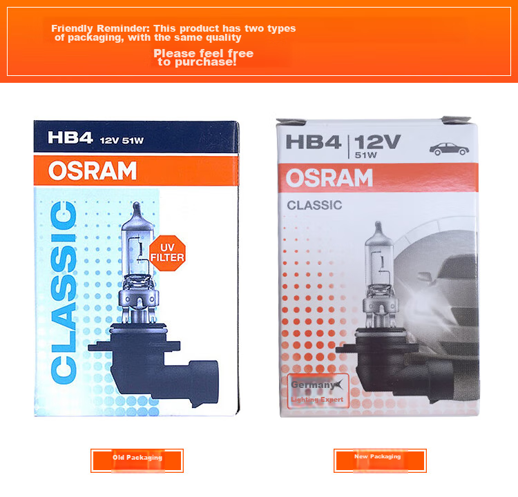 OSRAM 9006/HB4 Automotive Headlight Bulb, High And Low Beam, Halogen Lamp, Standard Type, 12V (Single Pack) 8