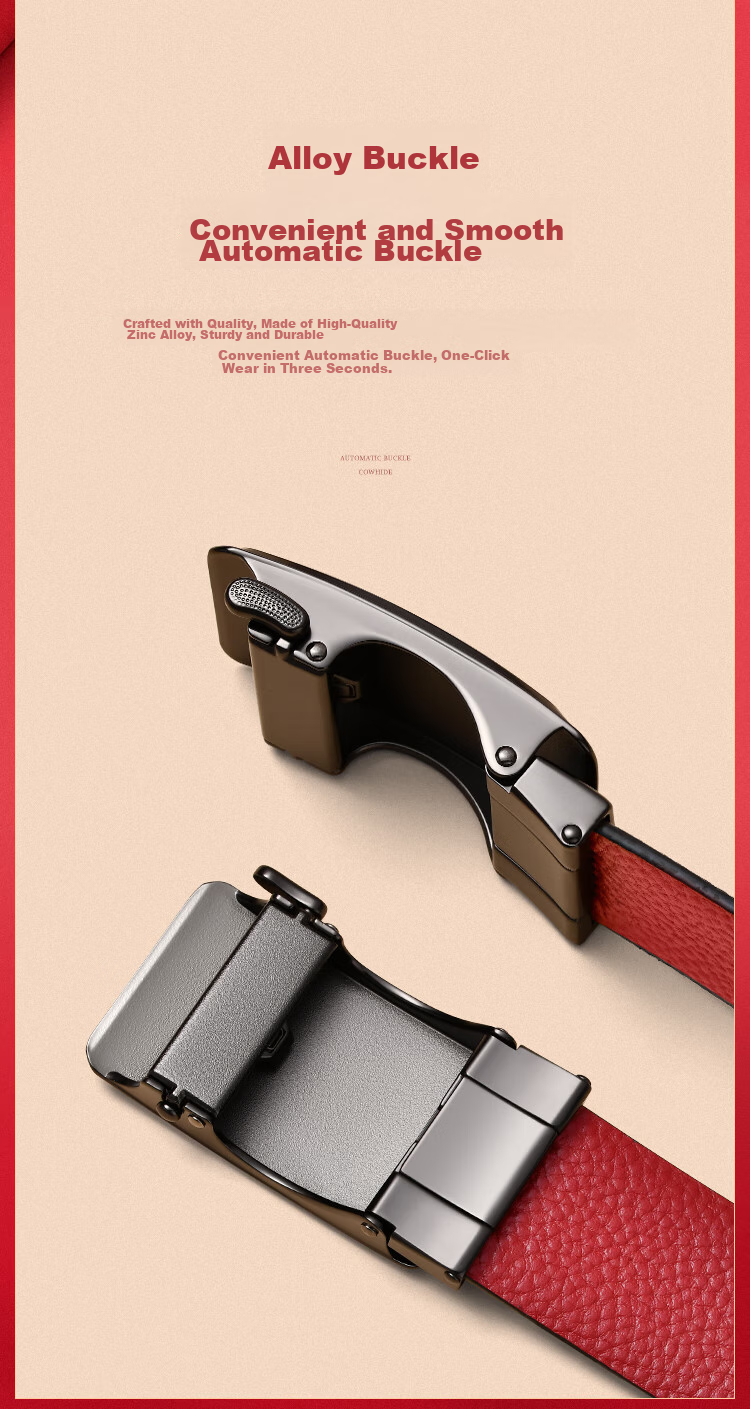 HLA Men's Belt, Business Automatic Buckle, Top-Grain Leather Waistband, Gift Box, Trouser Belt, Fashionable Birthday Gift for Boyfriend This Year 8