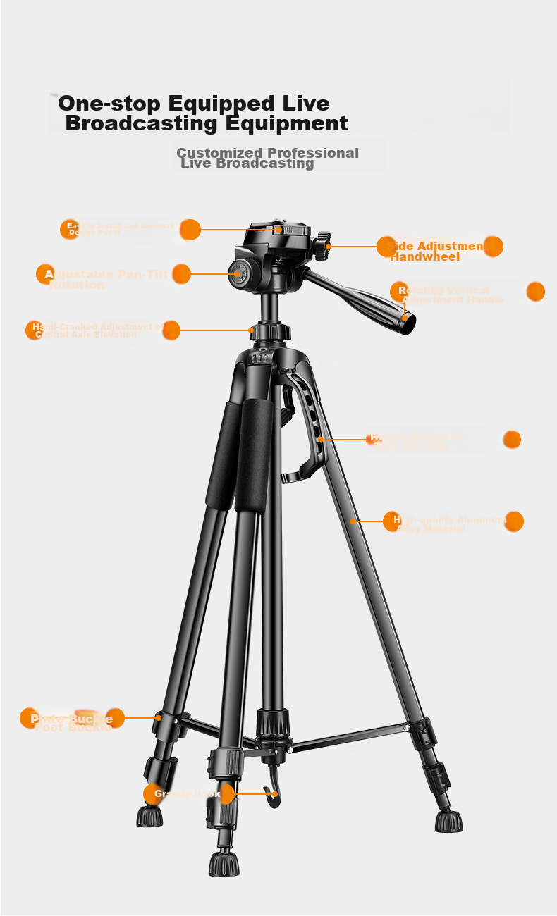 JIAHUACAI Tripod Camera Stand Portable Stable Anti-Shake Professional 3D Gimbal Photography Bracket for Sony Canon Mobile Phone Live Streaming Outdoor Travel Mirrorless Camera Selfie 10