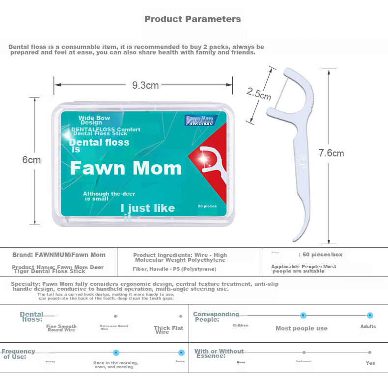 FAWNMUM Dental Floss Picks with Round Thread, 50 Pieces X 3 Boxes, Family Pack for Cleaning Teeth Gaps, Ultra-Thin Toothpicks, Convenient to Use 3