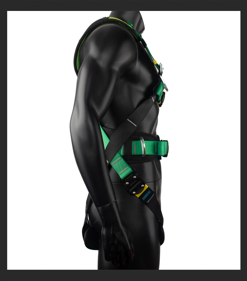 Shandouao Five-Point Safety Harness AD9046 Quick-Connect Fall Protection with Two Large Hooks, 1.8 Meters + Shock Absorber Pack + Belt 18