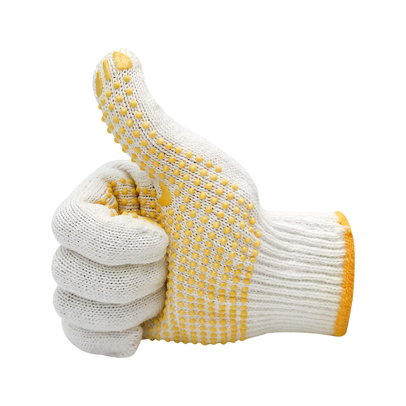 Teweiqiang Cotton Work Gloves, 24 Pairs/pack, 600 Dots of Adhesive, Thickened, Non-Slip, Wear-Resistant, Industrial White Cotton Yarn [Full Weight]