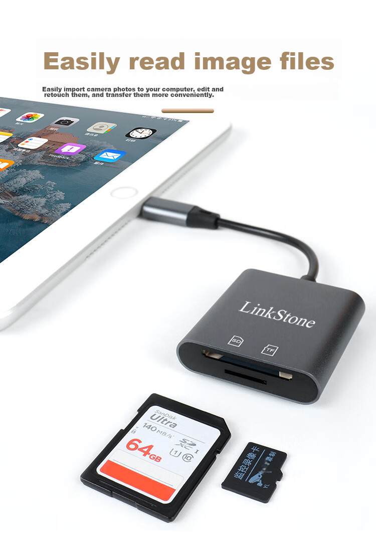 LinkStone Multi-Function Card Reader SD/TF Two-In Compatible with Apple Card Reader, OTG Card Reader, Dash Cam, DSLR Camera Monitoring, Smartphone And Camera Storage Memory Card 4