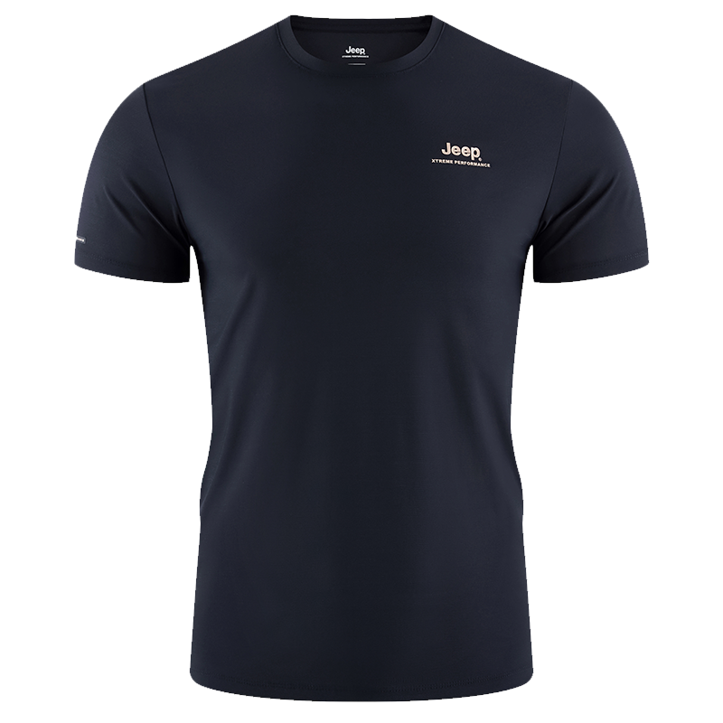 JEEP Men's Short-Sleeve T-Shirt, Outdoor Sports Breathable Quick-Dry Tee, Moisture-Wicking Short-Sleeve Top for Men, 565 Navy Blue L