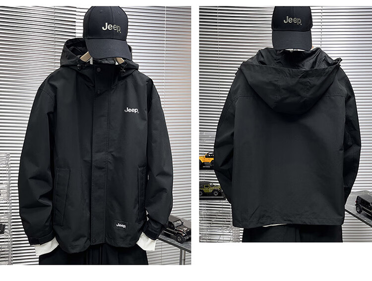 JEEP Men's Jacket, Spring And Autumn Casual Loose Windbreaker Workwear Clothing, Army Green, L 20