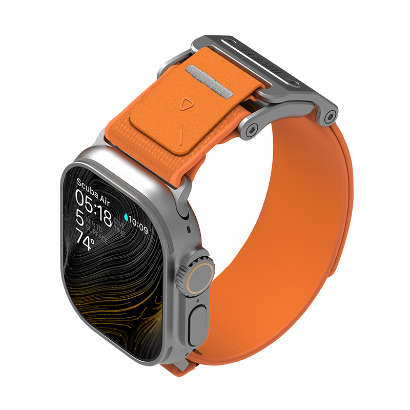 AULUMU A11, Compatible with Apple Watch Ultra 2/Series 9/10/SE, Ultra-Thin Magnetic Clasp, Dual Watchband, Sports Strap, Flowing Orange