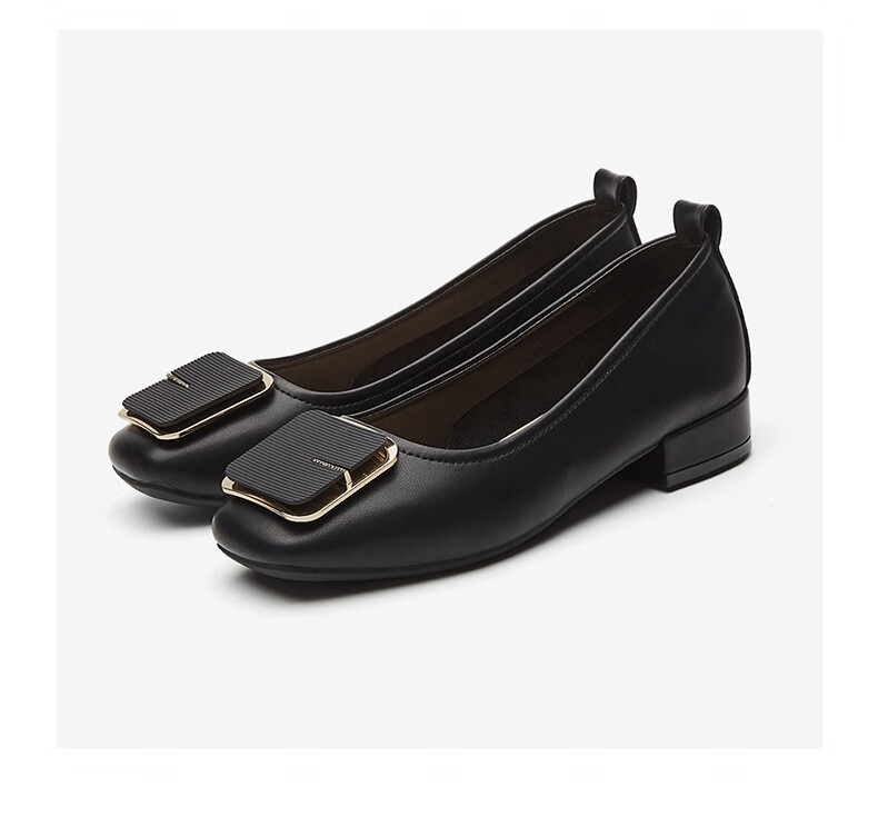 DAPHNE Chunky Heel Elegant Fashion Women's Pumps Versatile Commuter Work Shoes for Women 4623101107 Black Size 34 17