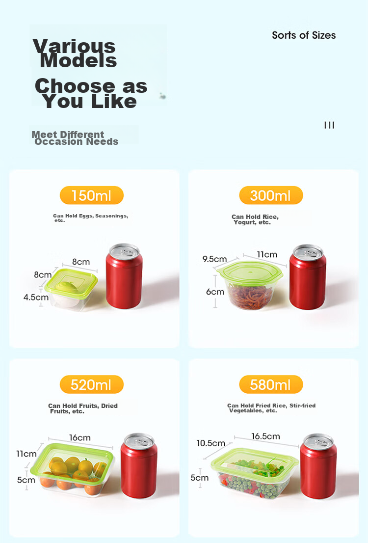 MARYYA Disposable Food Containers, 580ml*4 Set, Food-Grade Fresh-Keeping Picnic Portioning Takeout Containers with Lids, Microwave-Safe 14