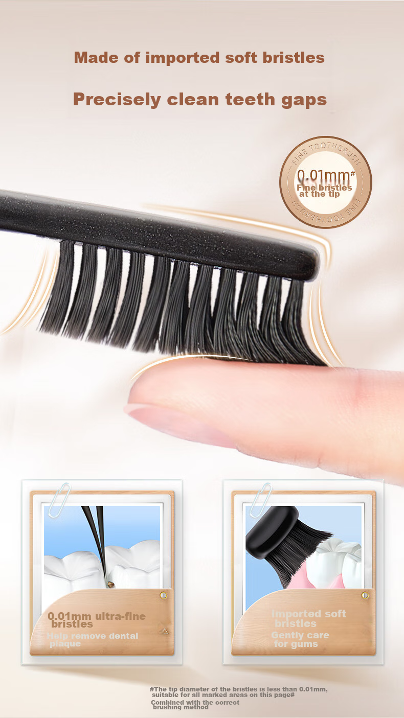 DARLIE Original Black Soft Bristle Toothbrush for Adults Deep Cleaning Tongue Coating 2-Pack Portable (Random Style) 5