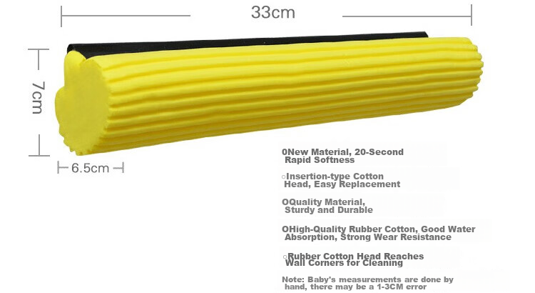 Okaywife 33CM Universal Roller-Type Sponge Mop Head Replacement Accessory, Absorbent Sponge Mop Head 2