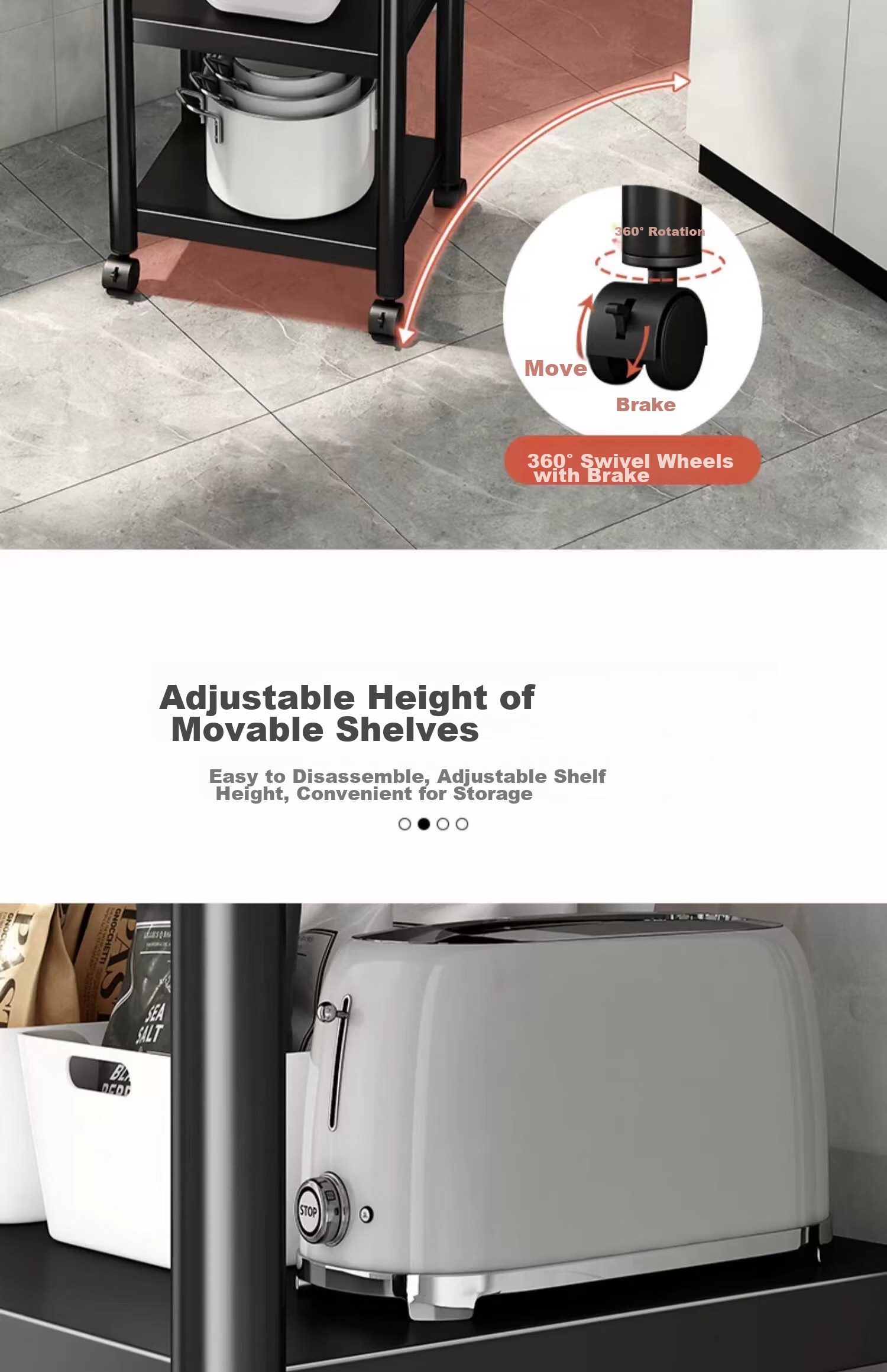 UOEN Kitchen Gap Storage Rack, Floor-Standing Multi-Layer Narrow Gap Organizer for Home Use, Multi-Functional Storage Shelf for Cookware And Microwave Ove 10