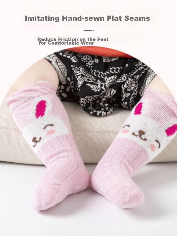 9I9 Baby Socks, Spring Autumn Winter Mid-Calf Socks, Non-Slip Newborn Children's Floor Socks, Loose Top, 3 Pairs, 0-1 Year Old, A371 9