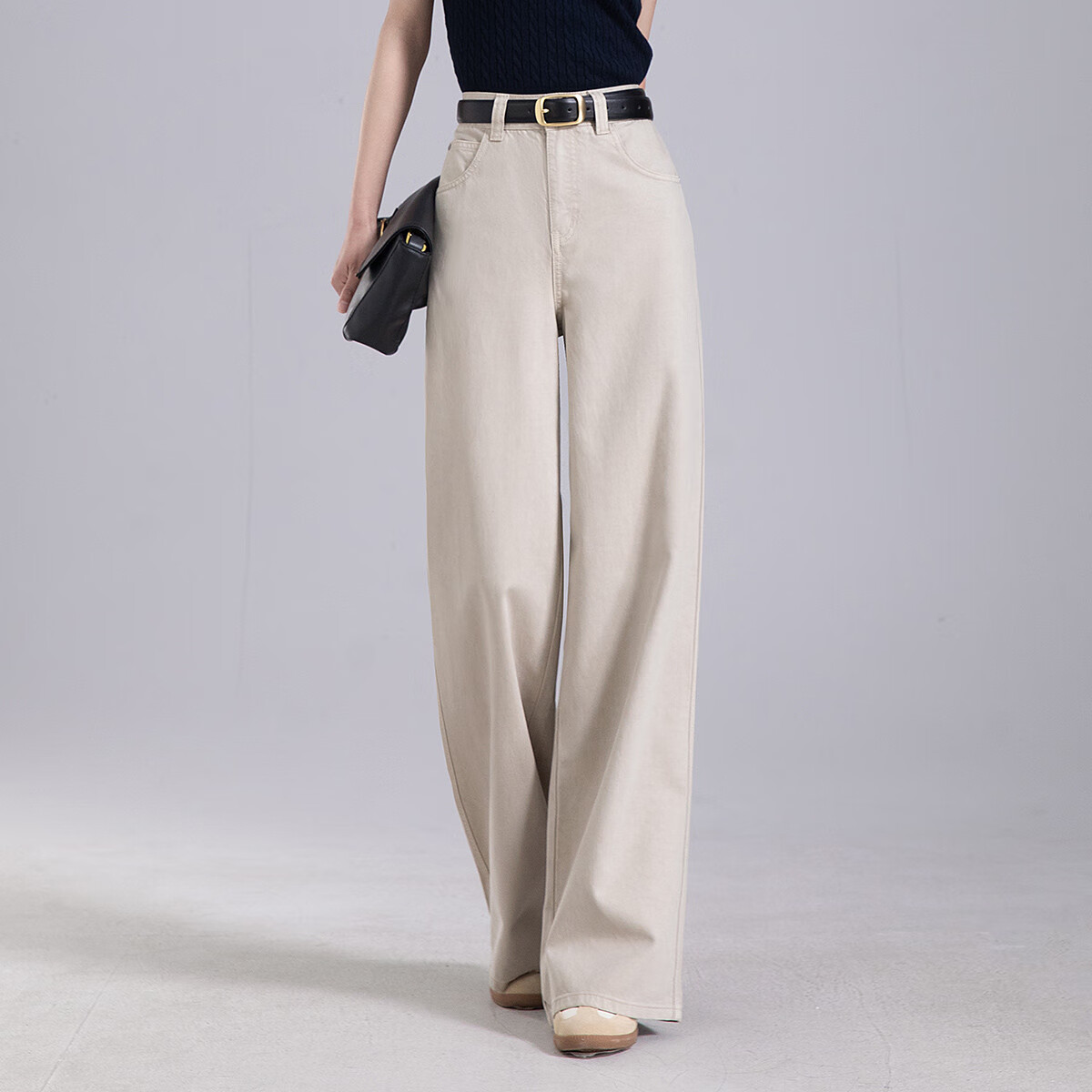 Dme [Lyocell Draping Wide-Leg Pants] Spring Women's Jeans, Loose-Fitting Slimming Straight-Leg Floor-Length Trousers for Wome