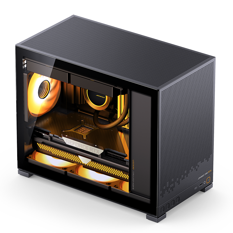 JONSBO D32 STD Standard Edition Black MATX Desktop Small Case (Side Panel Transparent / Supports Back-Mounted MATX Motherboard / ATX Power Supply / 240mm Radiator Mounting)
