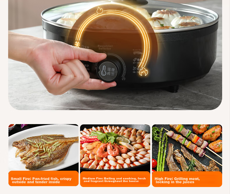 Royalstar Electric Griddle, Household Single-Sided Breakfast Maker, Electric Frying Pan, Pancake Griddle, Multifunctional Pot, Electric Griddle with Increased Depth of 40MM, Upgraded Titanium Coating, RSD-BF628 (T) 11