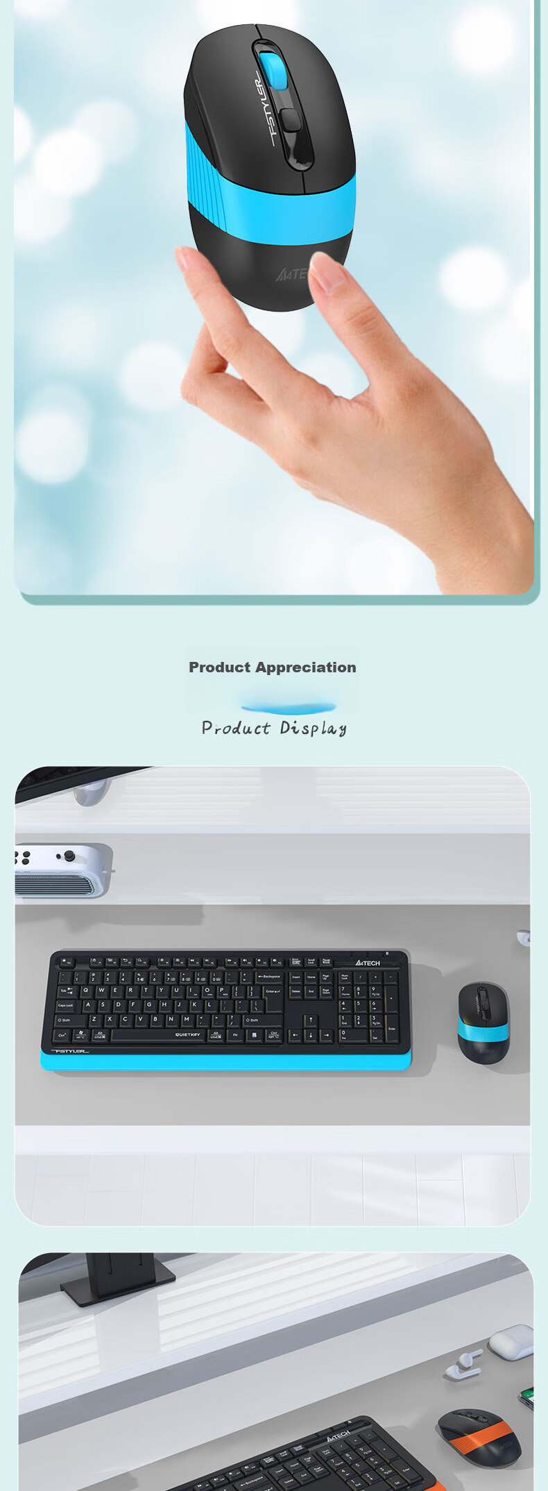 A4TECH FB1010Q, 104-Key Bluetooth Keyboard And Mouse Set, Wireless Keyboard And Mouse Set with Bluetooth Key/Mouse Combo, Quiet Keyboard And Mouse Set, Vibrant Orange, Bluetooth/wireless 6