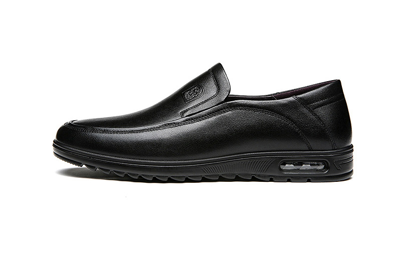 LAORENTOU Leather Shoes for Men, Top-Grain Cowhide Business Casual Shoes, Comfortable Breathable Slip-On Men's Shoes 510904419 Black Size 40 22