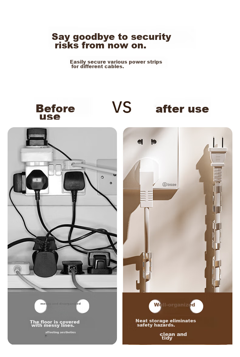 BIAZE Cable Organizer, Inner Diameter 5mm Wire Clip, No Drilling Required, Network Cable Fixer, Cable Management Tool, Self-Adhesive Wall Sticker, Desktop Storage Organizer, Transparent Style, Pack of 20 4