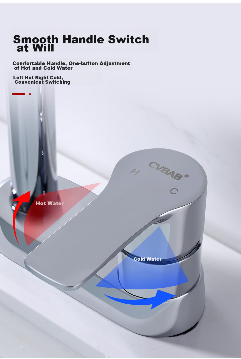 CVBAB Double-Hole Basin Faucet, Hot And Cold Full Copper Body Faucet, Bathroom Washbasin Faucet CV1211 7