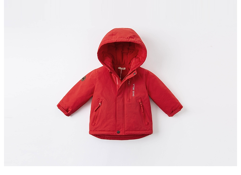 DAVE & BELLA Kids Cotton Padded Jacket Girls Winter Coat Boys Thickened Hooded Cotton Coat 24