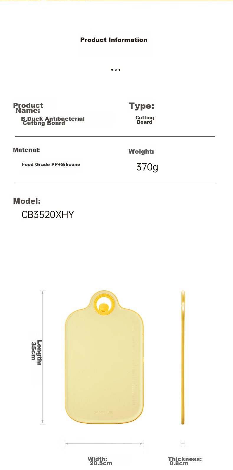 COOKER KING Cutting Board, Antibacterial Chopping Board, Plastic Cutting Board, Household Double-Sided Use Cutting Board, 42*26.5*1 16