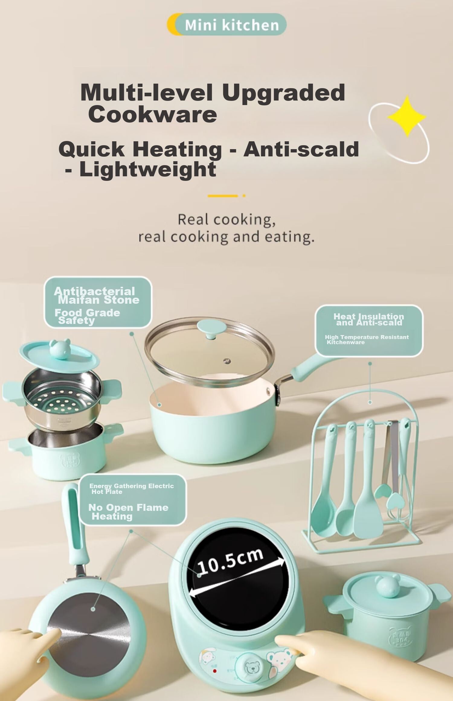 Shiwanzhenzhu Mini Kitchen Real Cooking Set, Edible Kitchen Playset, Birthday Gift for Boys And Girls Aged 7-14 4