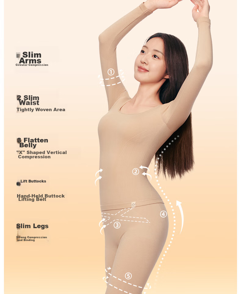 LUCKMEEY Women's Thermal Underwear Set, Shaping And Slimming, New Spring And Autumn Style, Base Layer for Body Contouring, Slimming Top And Pants 8