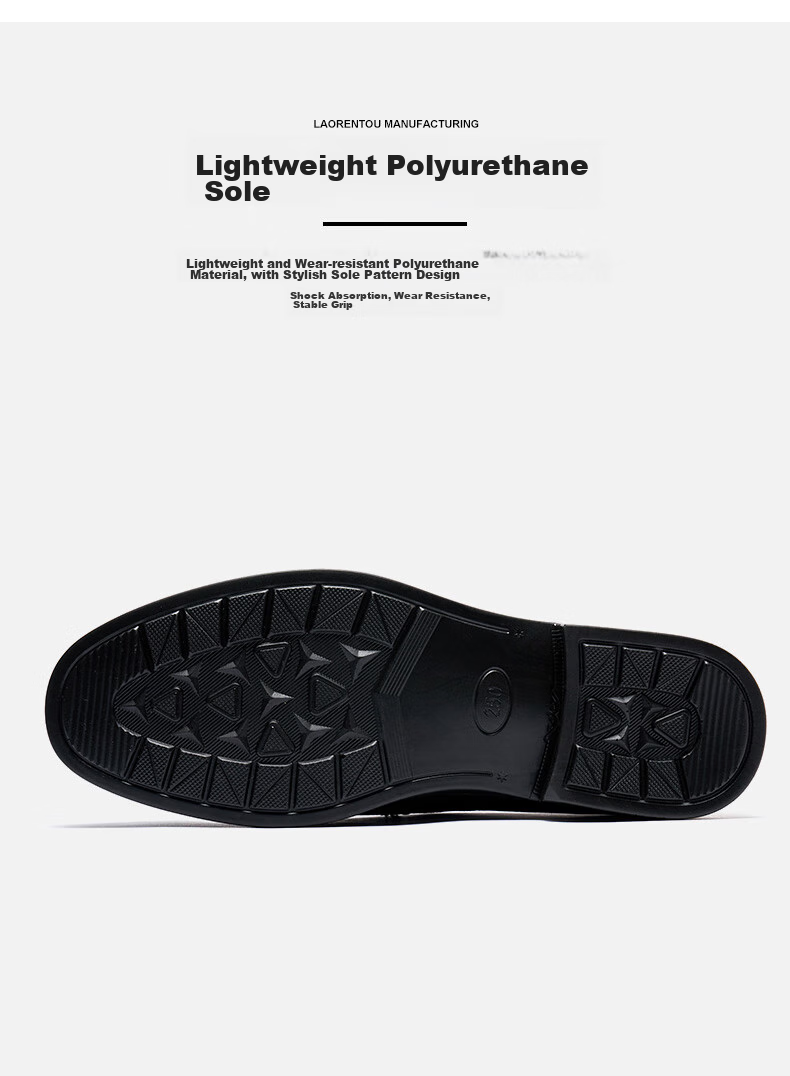 LAORENTOU Men's Leather Shoes, Business Casual Breathable Soft Upper Formal Dress Shoes, Slip-On Dad Shoes A20231 Black Size 40 7