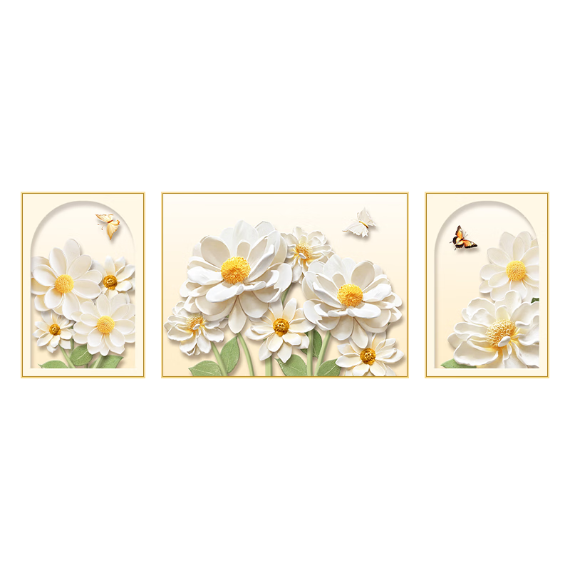 Mao Jiu Jiang Cream Style Living Room Decorative Painting Modern Minimalist Sofa Background Wall Art Fresh Three-Piece High-End Wall Art