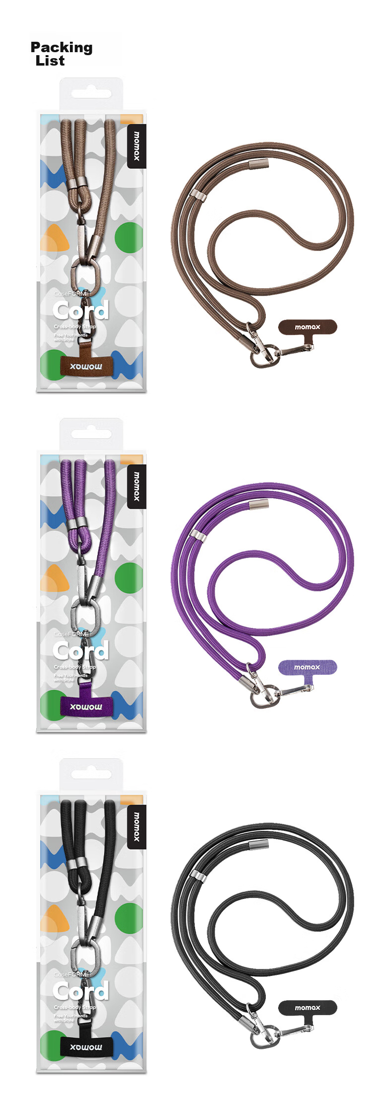MOMAX Adjustable Phone Lanyard, Neck Strap, Anti-Theft Cord, Anti-Loss Phone Case, Patch Clip, Outdoor Drop Protection, Suitable for Apple, Huawei, Android, Unisex 10