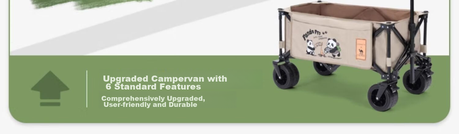 CAMEL Outdoor Camping Cart, Grocery Shopping Trolley, Kids' Ride-On Vehicle, Dog Walking Cart, Portable Campsite Cart, Picnic Wagon, Wide Wheels, Khaki Color 5