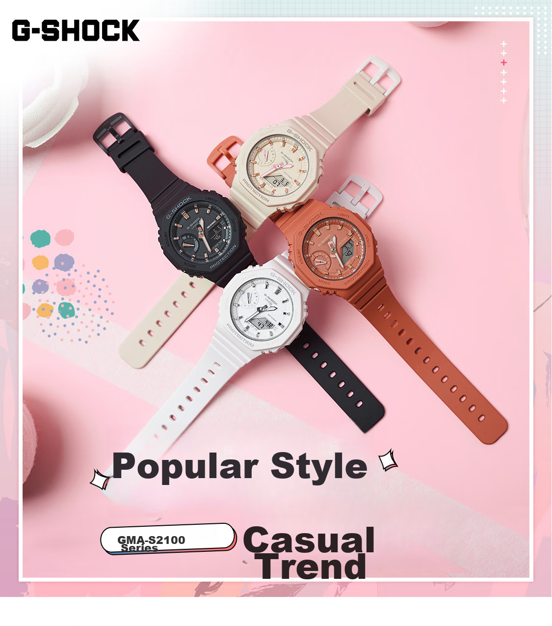 Casio Women's G-SHOCK Watch, Student Sports Digital Smart Watch, Japanese/Korean Style, Gift for Girlfriend, GMA-S2100 1