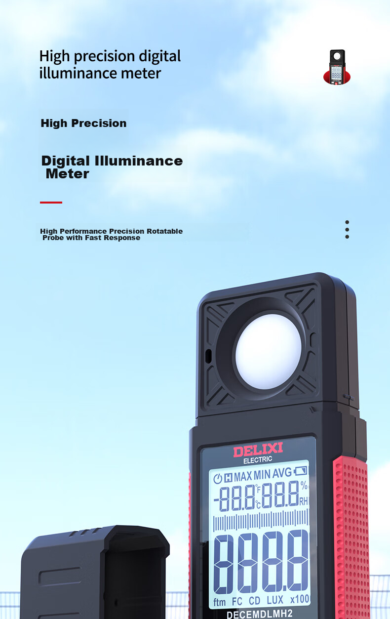 DELIXI ELECTRIC Illuminance Meter, Light Intensity Meter, High-Precision Digital Brightness Meter, Light Meter, Illuminance Meter 3