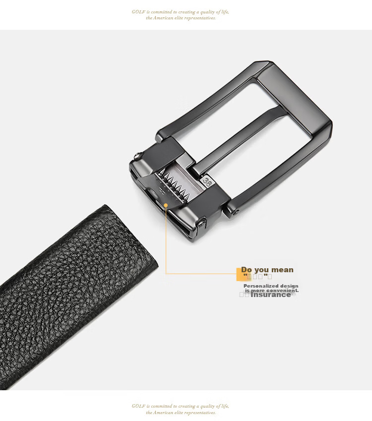 GOLF Pin Buckle Leather Belt for Men, Double-Sided Cowhide Wear-Resistant Waistband for Middle-Aged And Young Men, Gift Box Set, Present for Father 23