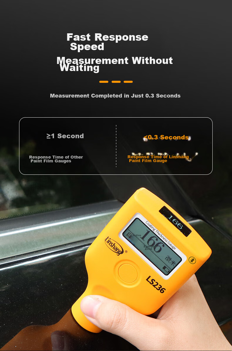 Linshang Bluetooth Rechargeable Paint Film Meter LS237, Used Car Iron Powder Putty Paint Surface Detector, Coating Thickness Gauge 16