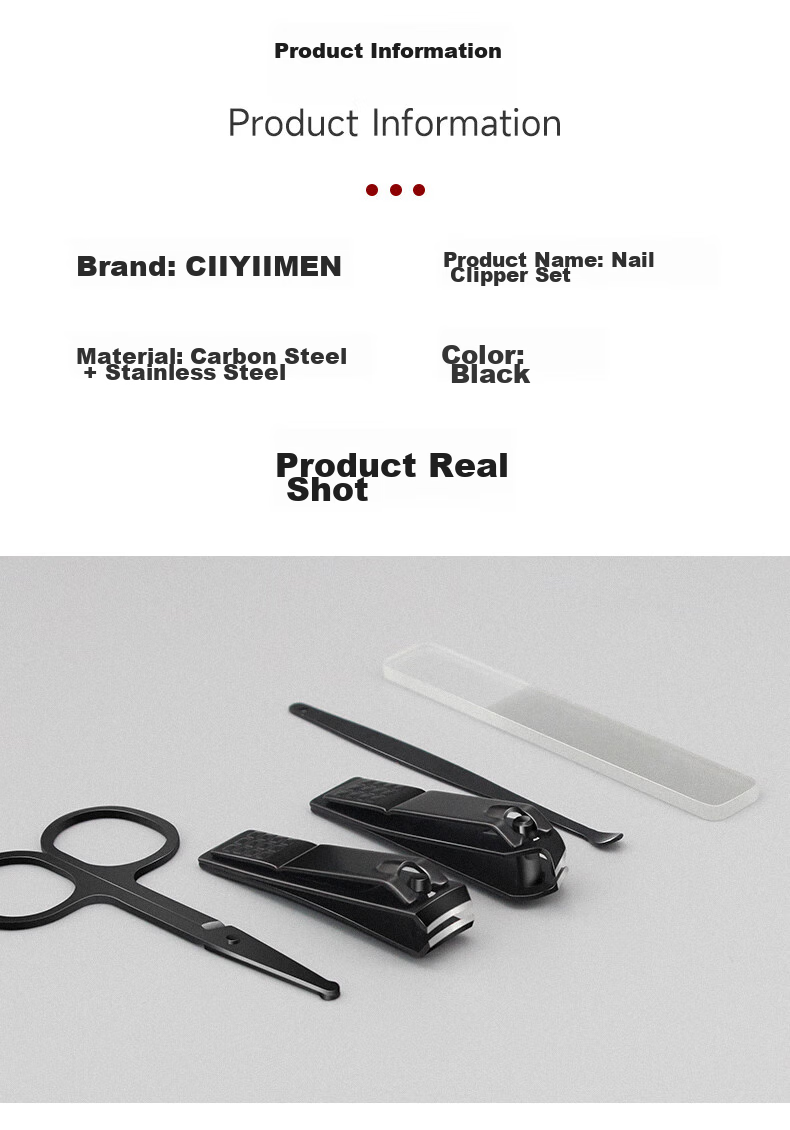 CIIYIIMEN Sharp And Durable Nail Clipper Set, Complete Tool Kit Including Nail Clippers, Nail Nippers, Nose Hair Trimmers, Manicure Tools, 5-Piece Set 11